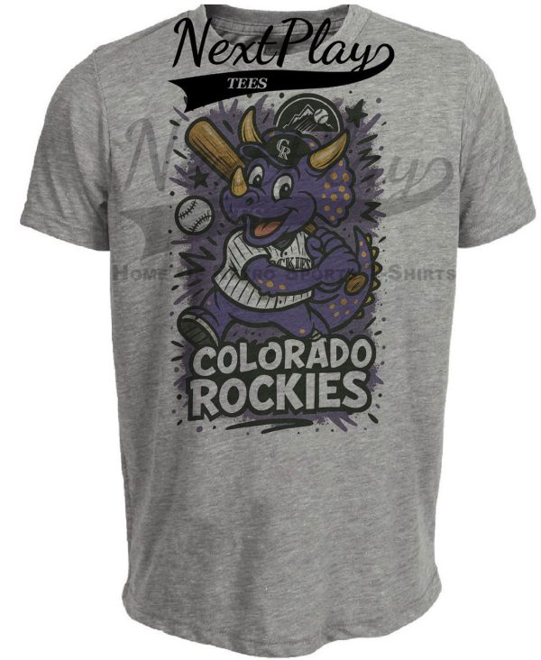 Colorado Rockies Graffiti Exclusive Retro Baseball Artwork Heather Gray Sublimated T-Shirt