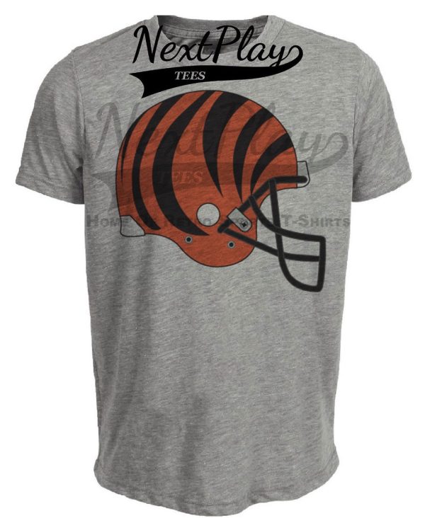 Cincinnati Bengals Retro Football Helmet 1981 Artwork Heather Gray Sublimated T-Shirt