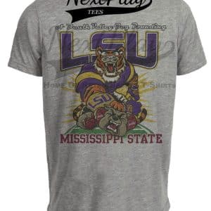 LSU Tigers vs. Mississippi State Bulldogs Retro Rivals Football Artwork Heather Gray Sublimated T-Shirt