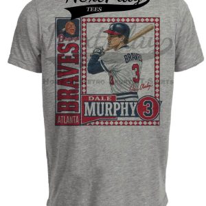 Atlanta Braves Dale Murphy Retro Baseball 1981 Artwork Heather Gray Sublimated T-Shirt
