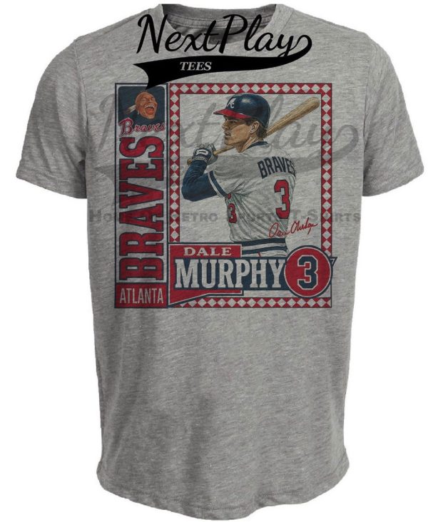 Atlanta Braves Dale Murphy Retro Baseball 1981 Artwork Heather Gray Sublimated T-Shirt