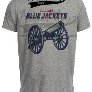 Columbus Blue Jackets Exclusive Retro Hockey Cannon Bell Artwork Heather Gray Sublimated T-Shirt
