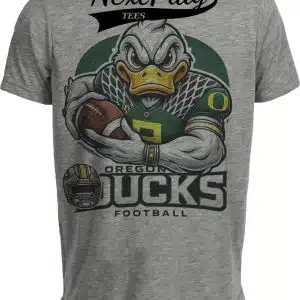 Oregon Ducks Retro Football Mean Mug Artwork Heather Gray Sublimated T-Shirt