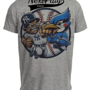 New York Yankees vs. Toronto Blue Jays Retro Rivalries Baseball Punch Artwork Heather Gray Sublimated T-Shirt