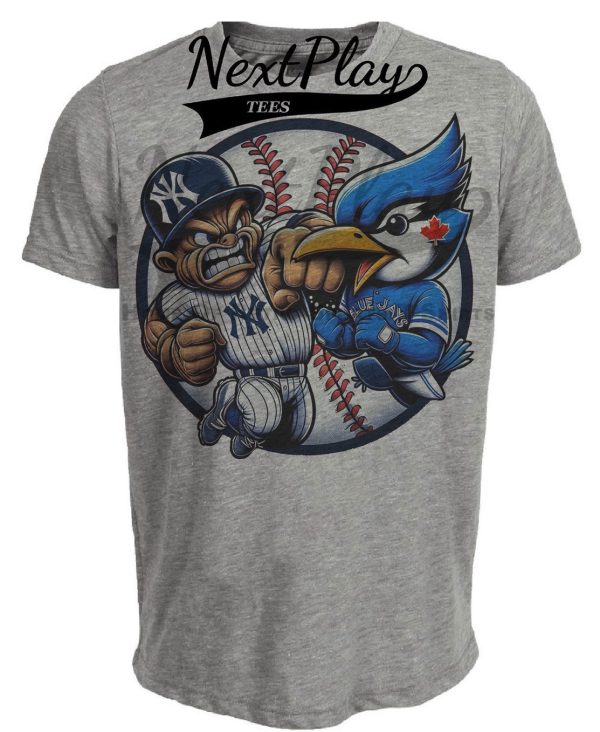 New York Yankees vs. Toronto Blue Jays Retro Rivalries Baseball Punch Artwork Heather Gray Sublimated T-Shirt