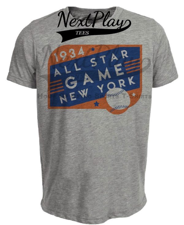 New York Giants Retro All Star Game Baseball 1934 Artwork Heather Gray Sublimated T-Shirt