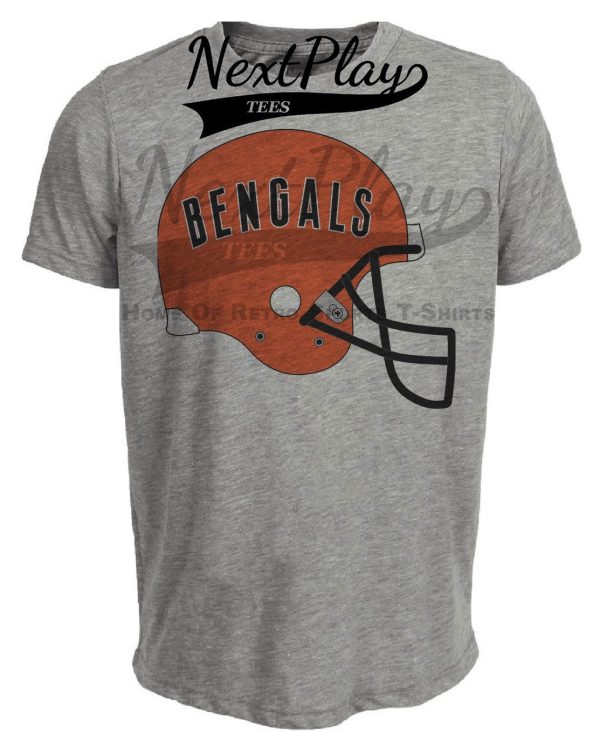 Cincinnati Bengals Retro Helmet 1980 Artwork Heather Gray Sublimated T-Shirt