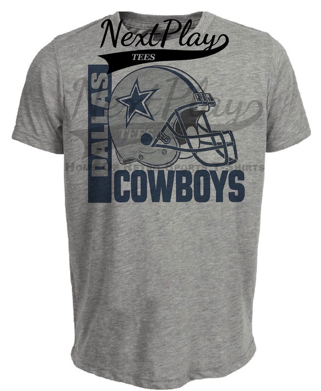 Dallas Cowboys Retro Rivals Football Helmet Artwork Heather Gray Sublimated T-Shirt