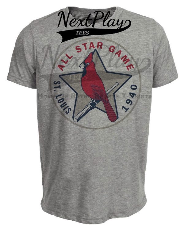 St. Louis Cardinals Retro All Star Game Baseball 1940 Artwork Heather Gray Sublimated T-Shirt