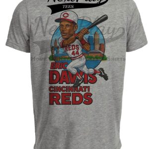 Cincinnati Reds Eric Davis Exclusive Retro Baseball City Artwork Heather Gray Sublimated T-Shirt