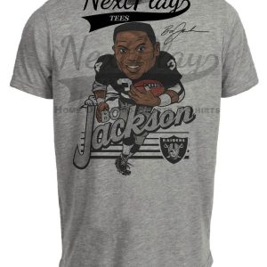 Los Angeles Raiders Bo Jackson Retro Legend Football 1989 Artwork Heather Gray Sublimated T-Shirt