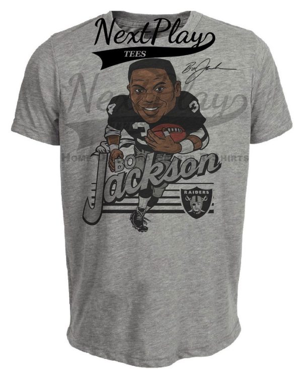 Los Angeles Raiders Bo Jackson Retro Legend Football 1989 Artwork Heather Gray Sublimated T-Shirt