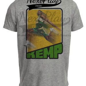 Seattle SuperSonics Shawn Kemp Retro Basketball 1991 Artwork Heather Gray Sublimated T-Shirt