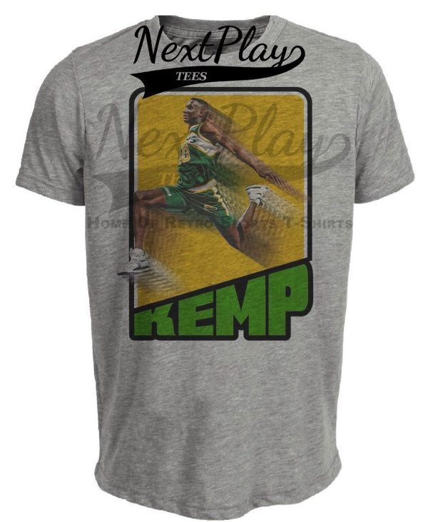 Seattle SuperSonics Shawn Kemp Retro Basketball 1991 Artwork Heather Gray Sublimated T-Shirt