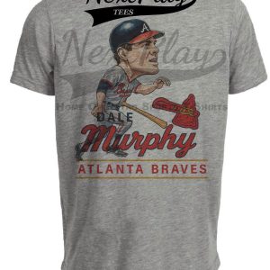 Atlanta Braves Dale Murphy Retro Baseball 1984 Artwork Heather Gray Sublimated T-Shirt