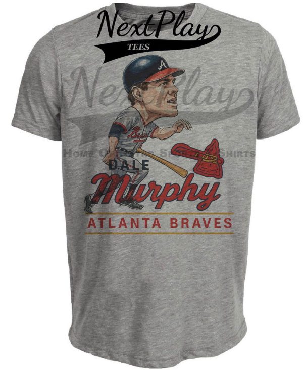 Atlanta Braves Dale Murphy Retro Baseball 1984 Artwork Heather Gray Sublimated T-Shirt
