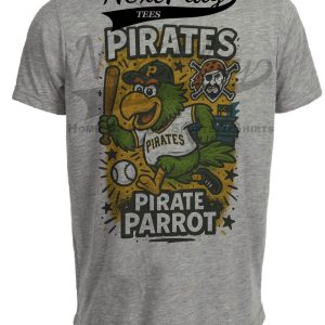 Pittsburgh Pirates Graffiti Mascot Exclusive Retro Baseball Artwork Heather Gray Sublimated T-Shirt