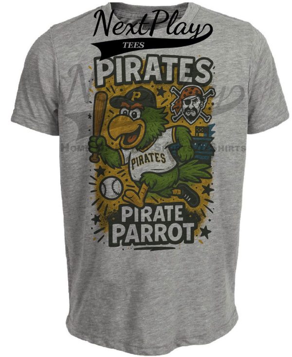 Pittsburgh Pirates Graffiti Mascot Exclusive Retro Baseball Artwork Heather Gray Sublimated T-Shirt