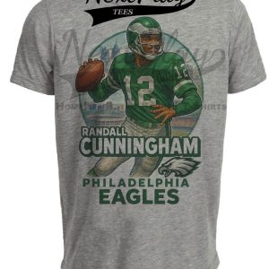 Philadelphia Eagles Randall Cunningham Exclusive Retro Football City Artwork Heather Gray Sublimated T-Shirt