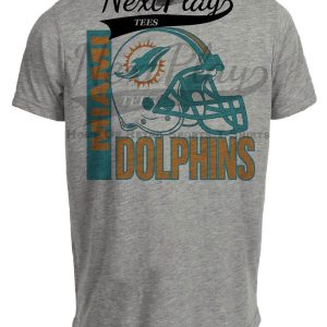 Miami Dolphins Retro Rivals Football Helmet Artwork Heather Gray Sublimated T-Shirt