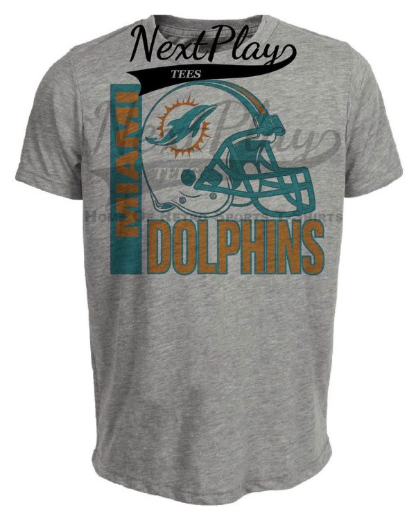 Miami Dolphins Retro Rivals Football Helmet Artwork Heather Gray Sublimated T-Shirt