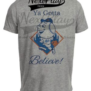 New York Mets Retro Mr. Met Believe Baseball 1968 Artwork Heather Gray Sublimated T-Shirt