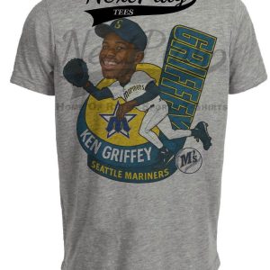 Seattle Mariners Ken Griffey Jr. Retro Baseball Rookie 1989 Artwork Heather Gray Sublimated T-Shirt