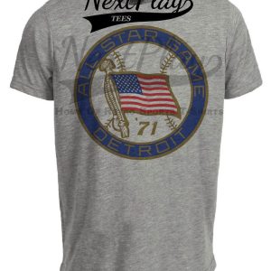Detroit Tigers Retro All Star Game Baseball 1971 Artwork Heather Gray Sublimated T-Shirt