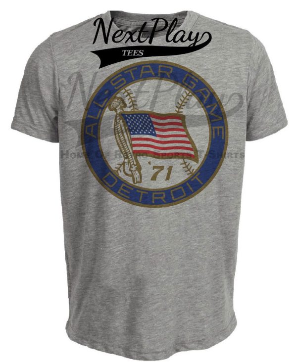 Detroit Tigers Retro All Star Game Baseball 1971 Artwork Heather Gray Sublimated T-Shirt