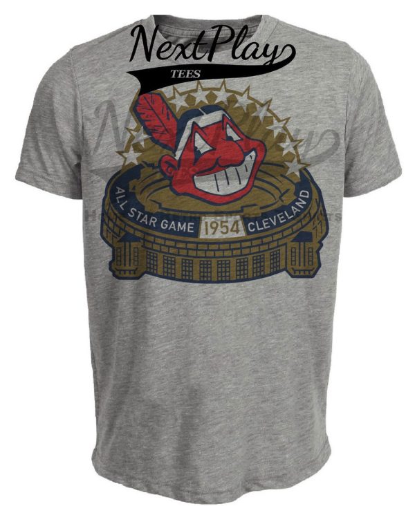 Cleveland Indians Retro All Star Game Baseball 1954 Artwork Heather Gray Sublimated T-Shirt