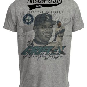 Seattle Mariners Ken Griffey Jr. Retro Baseball 1992 Artwork Heather Gray Sublimated T-Shirt