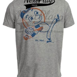 New York Mets Vintage Mr. Met Baseball 1964 Artwork Heather Gray Sublimated T-Shirt