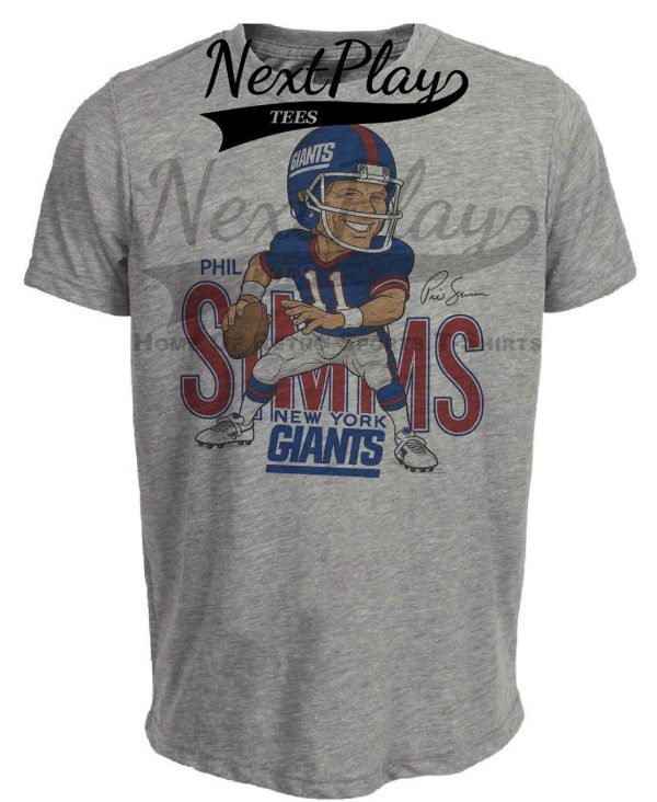 New York Giants Phil Simms Retro Football 1987 Artwork Heather Gray Sublimated T-Shirt