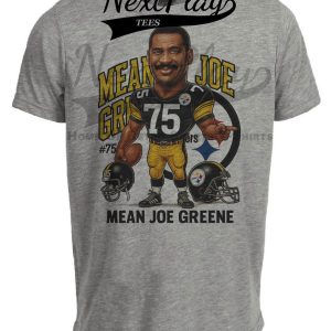 Pittsburgh Steelers Mean Joe Greene Exclusive Retro Football 1975 Artwork Heather Gray Sublimated T-Shirt