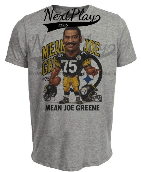 Pittsburgh Steelers Mean Joe Greene Exclusive Retro Football 1975 Artwork Heather Gray Sublimated T-Shirt