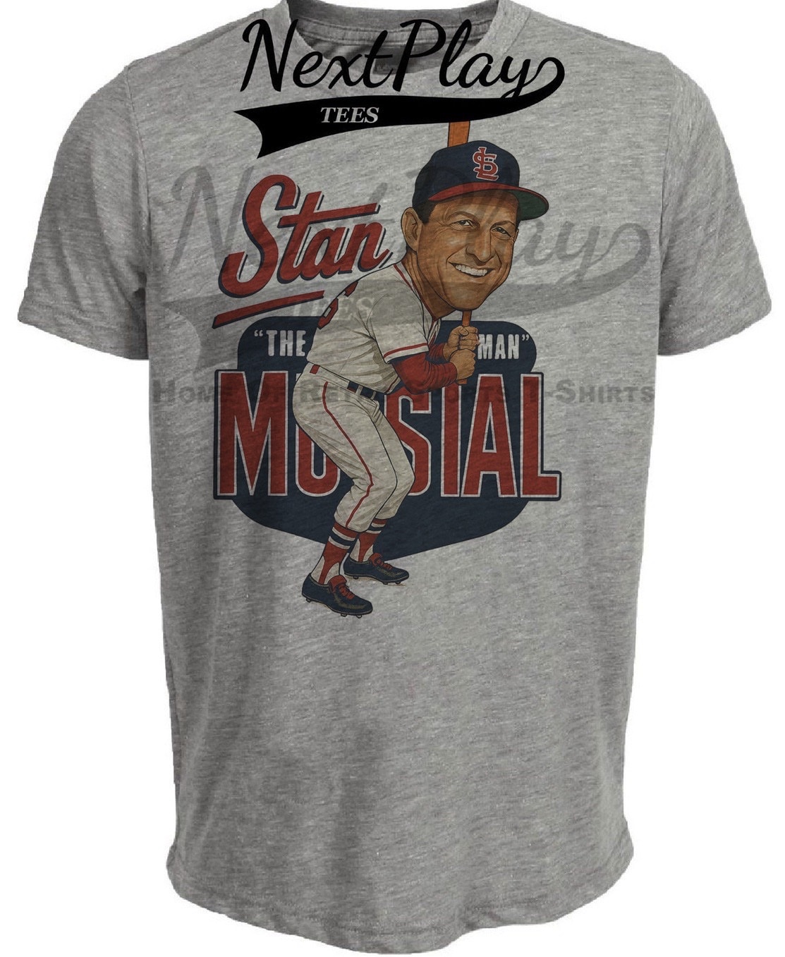 St. Louis Cardinals Retro Stan The Man Musial Baseball 1951 Artwork Heather Gray Sublimated T-Shirt