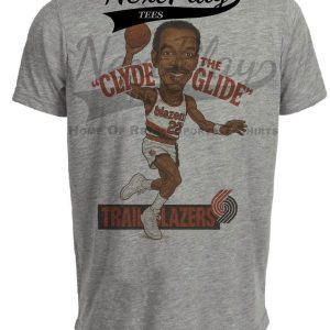 Portland Trailblazers Clyde The Glide Drexler Retro Basketball 1988 Artwork Heather Gray Sublimated T-Shirt