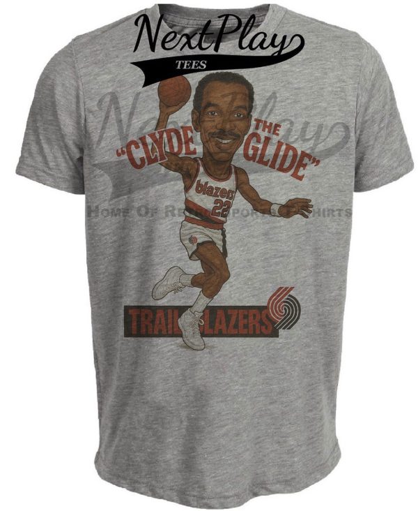 Portland Trailblazers Clyde The Glide Drexler Retro Basketball 1988 Artwork Heather Gray Sublimated T-Shirt