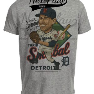Detroit Tigers Tarik Skubol Retro Baseball Artwork Heather Gray Sublimated T-Shirt