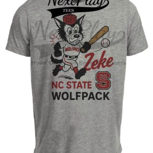 NC State Wolfpack Zeke Mascot Retro Baseball Artwork Heather Gray Sublimated T-Shirt