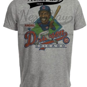 Chicago Cubs Retro Andre Dawson Baseball 1987 Artwork Heather Gray Sublimated T-Shirt