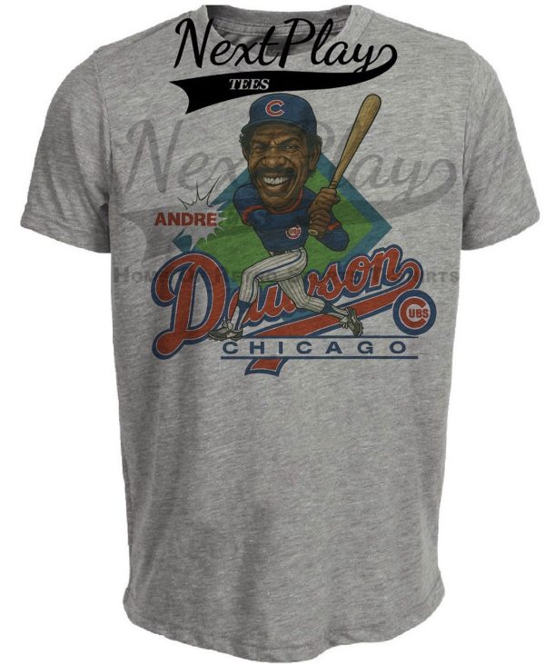 Chicago Cubs Retro Andre Dawson Baseball 1987 Artwork Heather Gray Sublimated T-Shirt