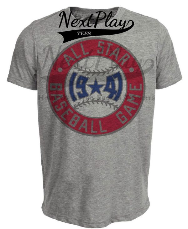 Chicago Cubs Retro All Star Game Baseball 1947 Artwork Heather Gray Sublimated T-Shirt