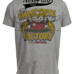 LSU Tigers vs. Arkansas Razorbacks Retro Rivals Football Artwork Heather Gray Sublimated T-Shirt