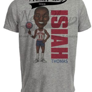 Detroit Pistons Isiah Thomas Bad Boys Retro Basketball 1989 Artwork Heather Gray Sublimated T-Shirt