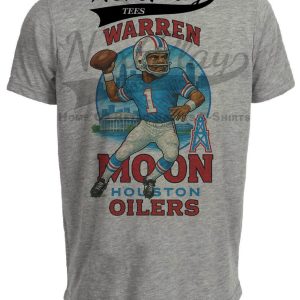 Houston Oilers Warren Moon Exclusive Retro Football City Artwork Heather Gray Sublimated T-Shirt