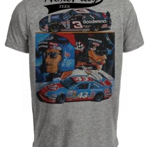 Richard Petty and Dale Earnhardt Retro Racing Gray Sublimated T-Shirt