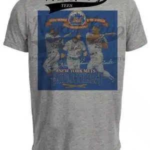 New York Mets Triple Threat Exclusive Retro Baseball 1992 Artwork Heather Gray Sublimated T-Shirt