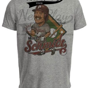 Philadelphia Phillies Mike Schmidt Exclusive Retro Baseball 1982 Artwork Heather Gray Sublimated T-Shirt