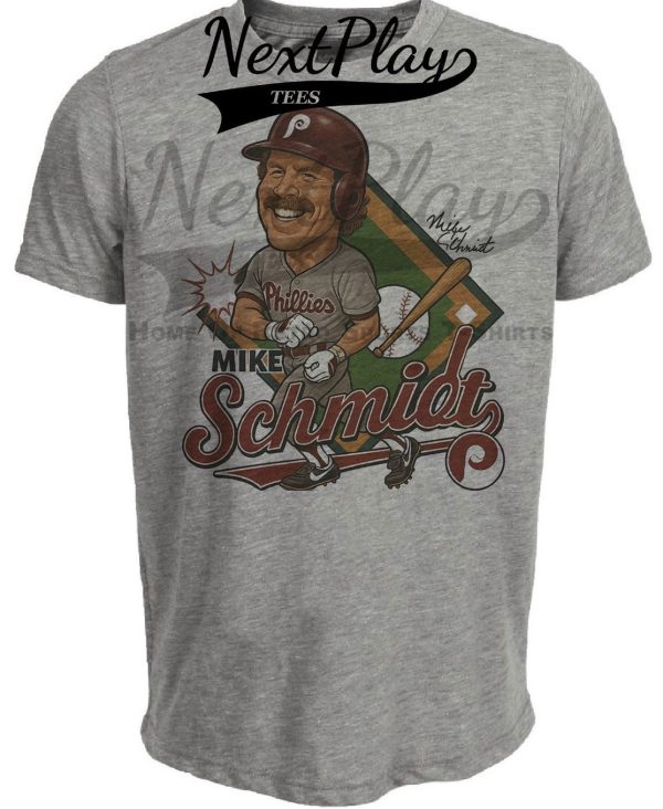Philadelphia Phillies Mike Schmidt Exclusive Retro Baseball 1982 Artwork Heather Gray Sublimated T-Shirt